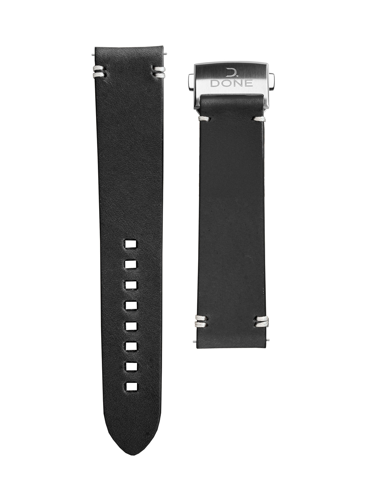 CUIR NOIR - 20/18MM - DÉPLOYANTE ACIER