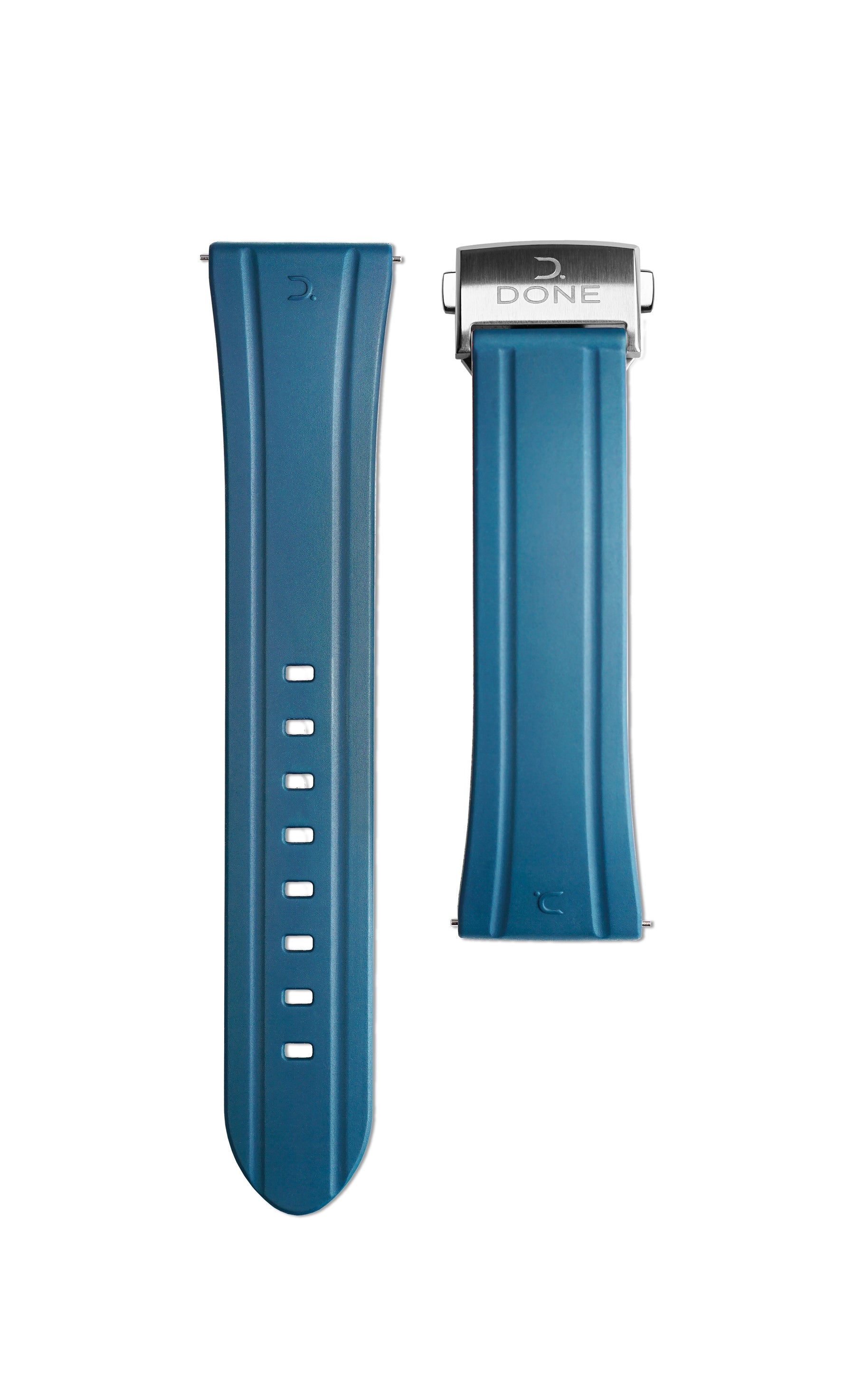 CAOUTCHOUC BLEU - 22/18MM - DÉPLOYANTE ACIER