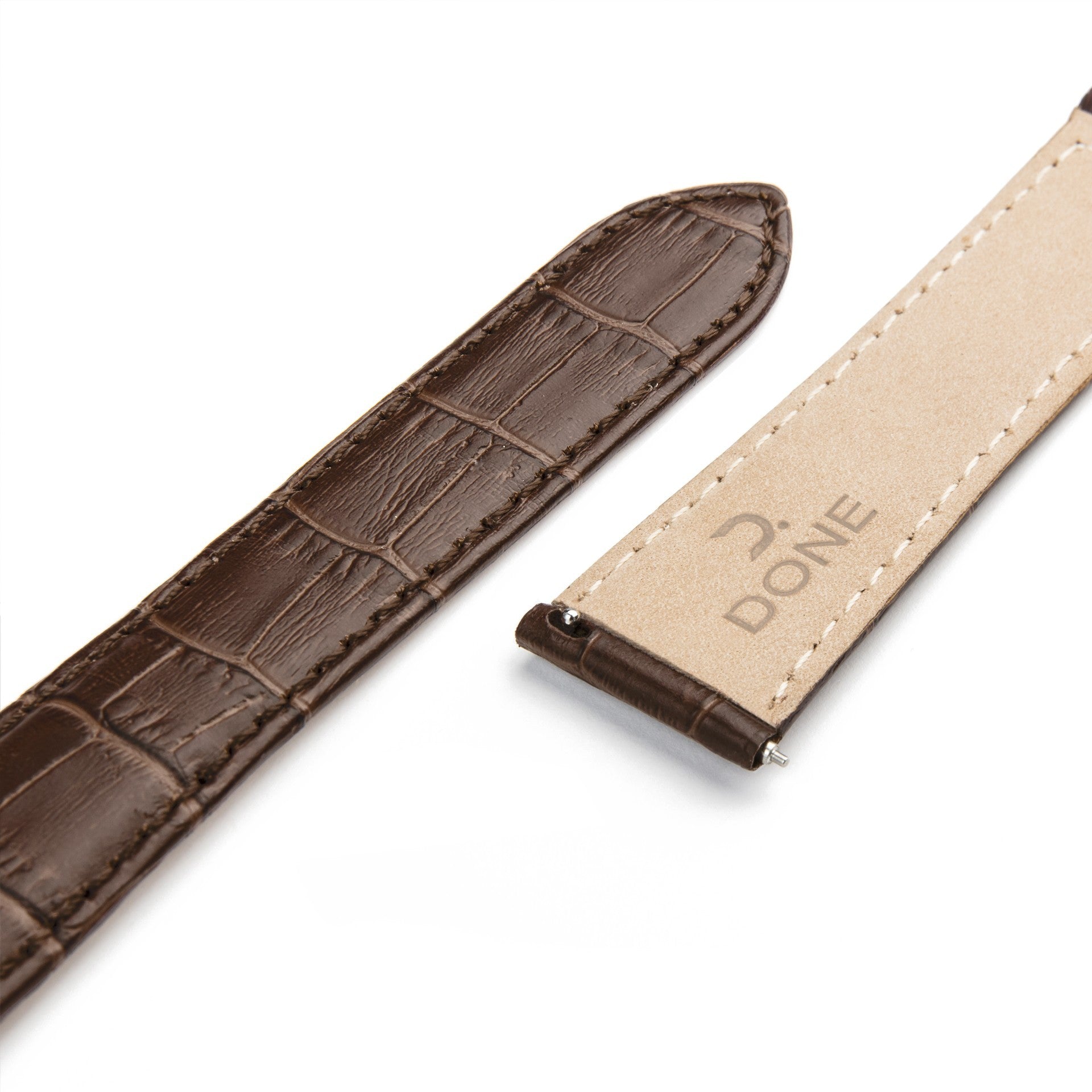 CUIR BRUN COUTURES BRUNES - 22/18MM - SANS BOUCLE